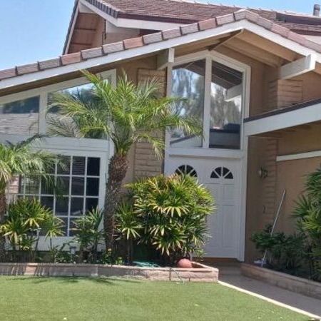 Exterior view of a foiled window